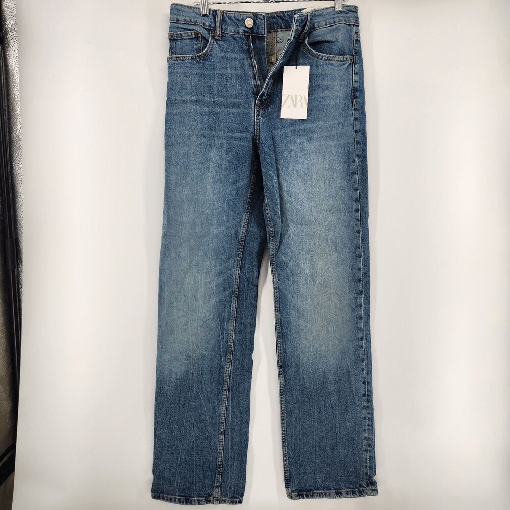 Zara Women's Size 6 Blue‎ Denim Comfort Straight Jeans NWT
